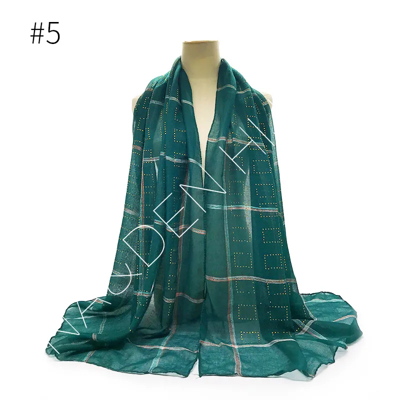 Диамонт дизайн хиджаб шарф геометрический узор модные шарфы и шали мерцающий Echarpe роскошный мусульманский хиджаб - Цвет: 5