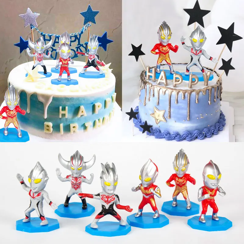 6 шт./лот мультяшная модель Ultraman фигурка супергероя экшн-игрушки украшение торта