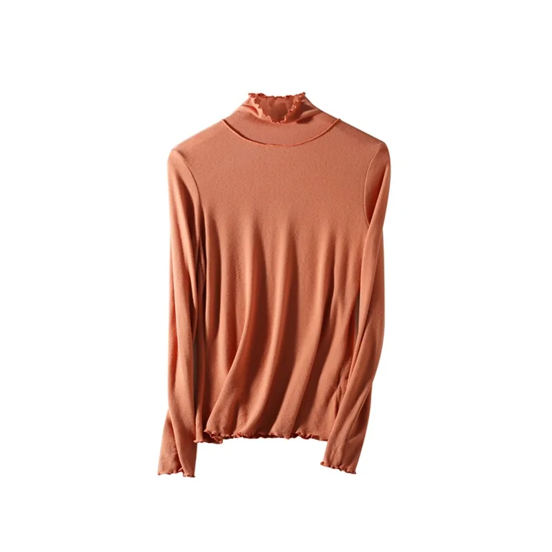 Full Woman Tshirts Autumn Winter 2020 New Tees Female Stand Undershirt The Fat Elastic Soft Comfortable Plus Size Show Thin Tops