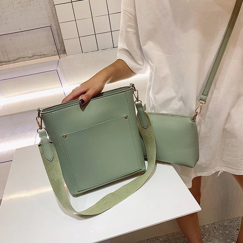 

Bag Women's 2019 New Style Korean-style Simple Bucket Bag WOMEN'S Bag Casual Large-Volume Shoulder Bag Shoulder Bag