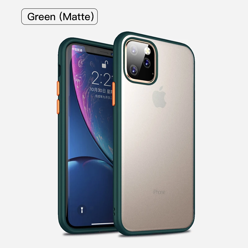 Green matte LUPHIE чехол для телефона контрастного цвета для iPhone 11 Pro Max, прозрачный чехол для iPhone 11 Pro Max, Матовые чехлы, чехол - Цвет: Green matte