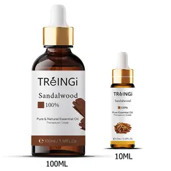 TREINGI Pure Natural Sandalwood Essential Oil Diffuser Skin Care Meditation Aroma Oil Ylang Ylang Vanilla Frankincense Tea Tree