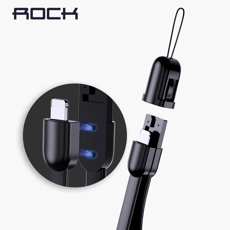 

ROCK Multi-Function USB Cable for iPhone Lighting Charger Powerbank Cable KeyChain Short Charging Sync Data Cord with Magnetic