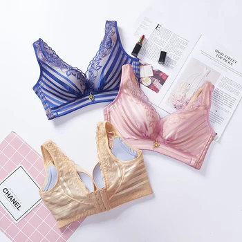 

Sexy Lace Bras For Women Wireless Push Up Bra Lingerie Brassiere Deep V Bralette Plus Size Underwear Intimates 90C #F