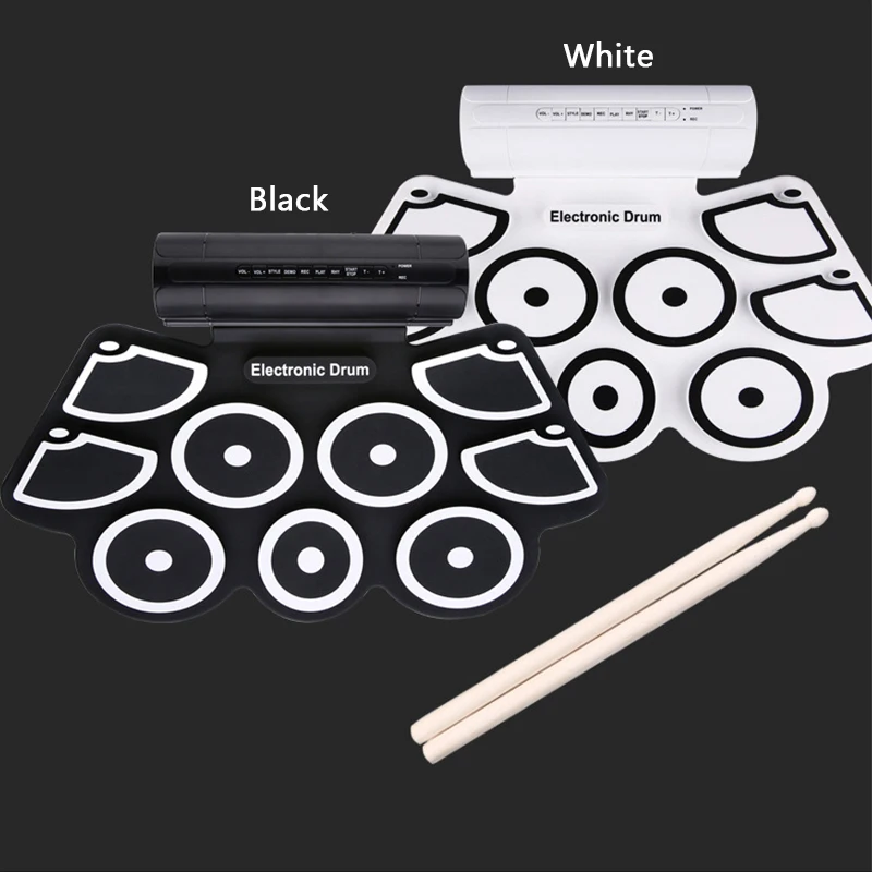 

Portable Digital USB Electronic Drum with 9 Pads Roll up thicker Drum Set Silicone Electric Drum Sticks Foot Pedal Kit Drum Pad