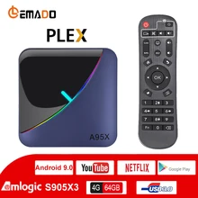 ТВ-приставка LEMADO A95X F3 Android 9,0 Amlogic S905X3 8K Netflix 4G 64G HDMI 2,0 2,4G& 5G wifi USB 3,0 RGB светильник Android tv Box