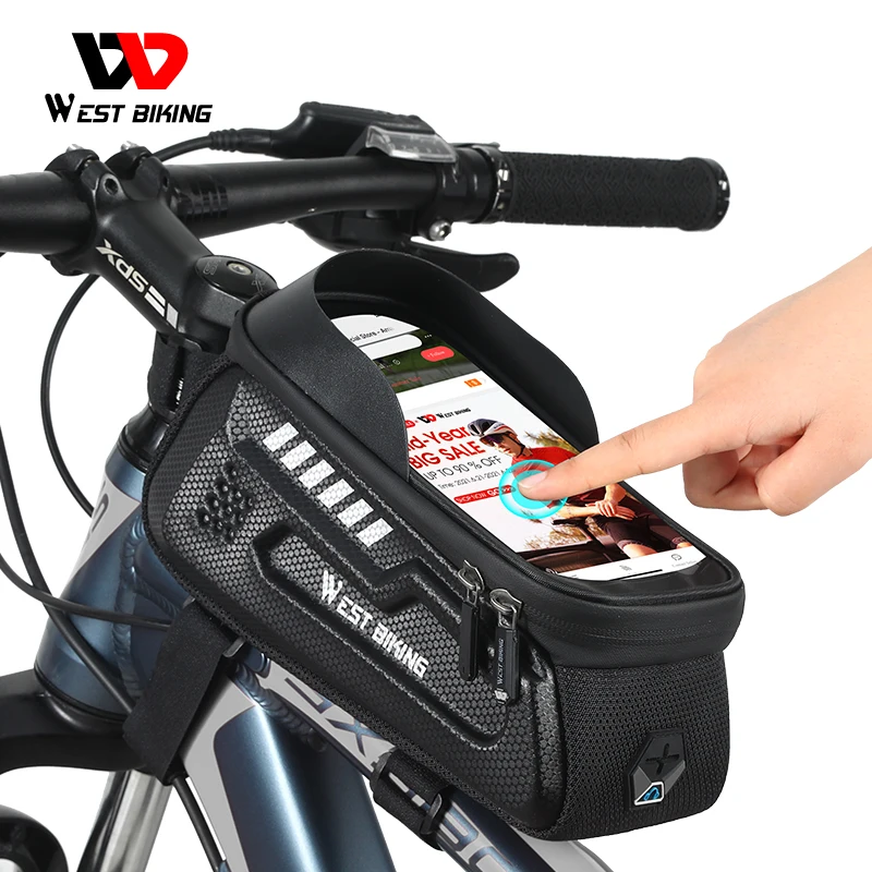 

WEST BIKING Bike Bag Front Phone Bag For Bicycle Top Tube Waterproof Touch Screen Bike Bag For Below 7.0 Inch Bike Accessories