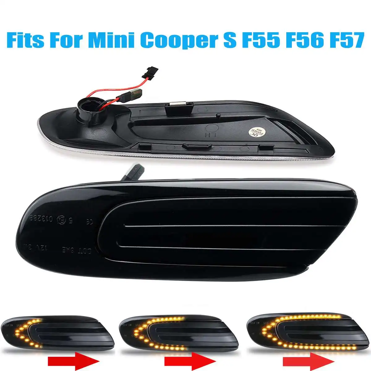 

2PCS White & Yellow Flowing Turn Signal Light Dynamic LED Side Marker Light 12v Side Repeater Lamp for MINI COOPER F55 F56 F57