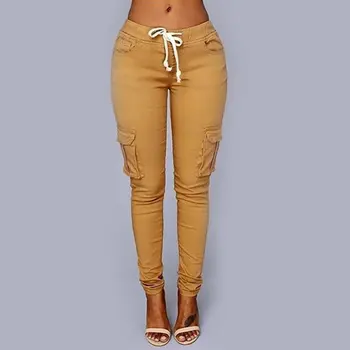 

Fashion Women Sport Pants Waist Drawstring Pocket Pants Cotton Plus Size All-Match Solid Color Wide Leg Pants Female clothing