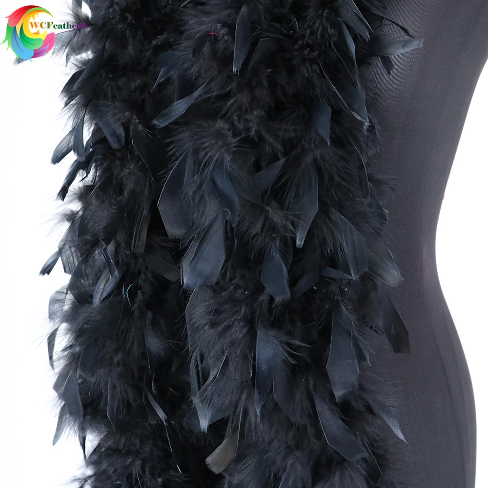 2 ярда модный Окрашенный черный боа из пера индейки 90 грамм перья шаль шарф для свадебной вечеринки одежда Decoraion ремесла