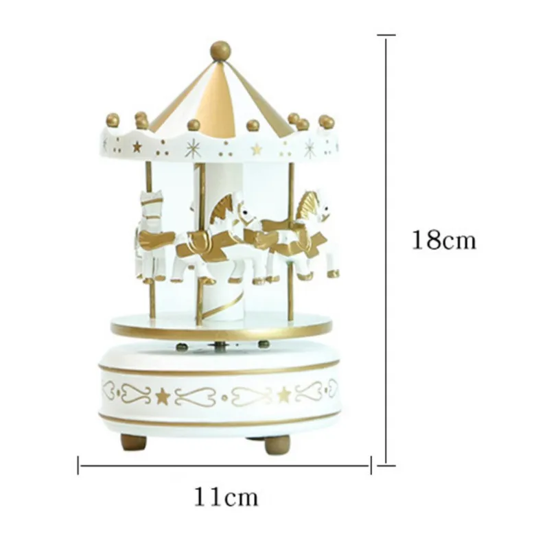 Ручная роспись креативный Деревянный музыкальная карусель статуэтки миниатюрные Мэрри-го-круглая лошадь Рождественский подарок на день рождения см