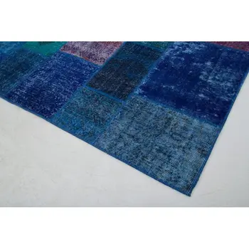 

203x300 Cm Blue Handmade Patchwork Rug-7x10 Ft