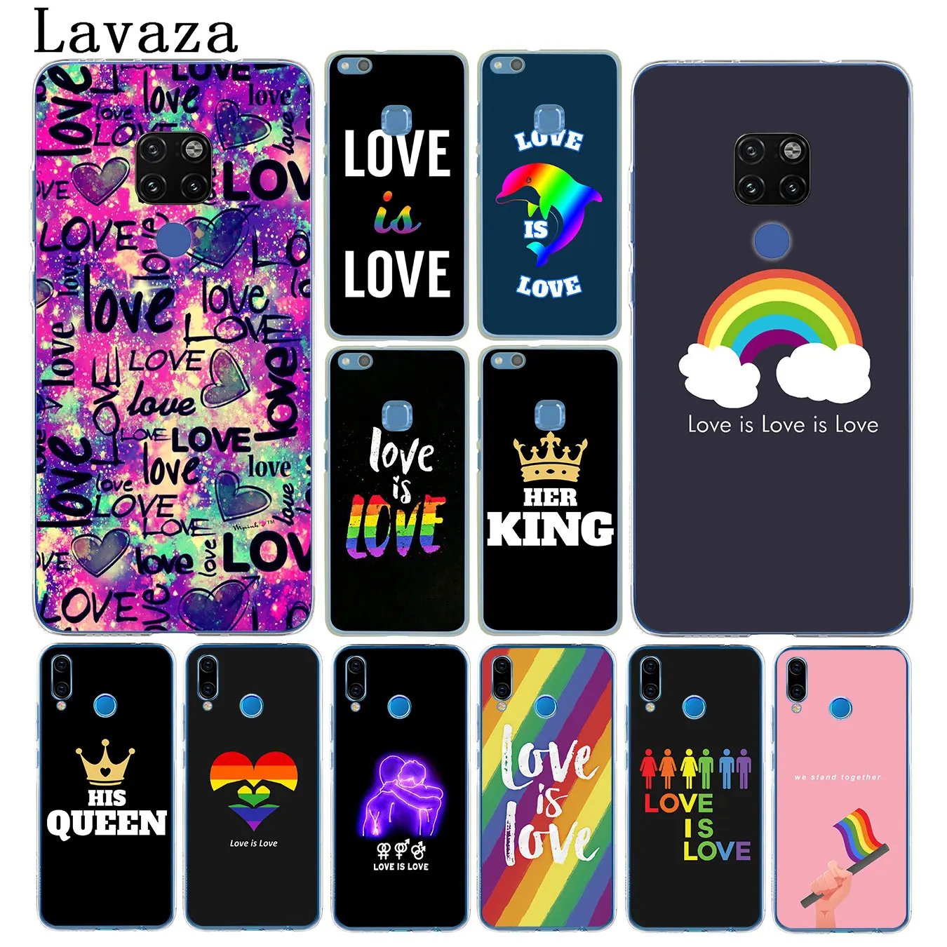 Love Is LGBT Радужное сердце Жесткий чехол для телефона huawei mate 30 10 20 Pro Lite Y6 Prime Nova 5I 4 3i 3 2i