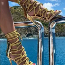 Лидер продаж; летние сандалии с перекрестными ремешками и плетеными шнурками; ботильоны; женская обувь на тонком высоком каблуке с перфорацией; женская обувь на шнуровке; Bottines