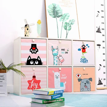 

Creative Animal Storage Box Cartoon Embroidery Folding Cube Storage Bins Washed Oxford Cloth Wardrobe Kids Toys Organizer