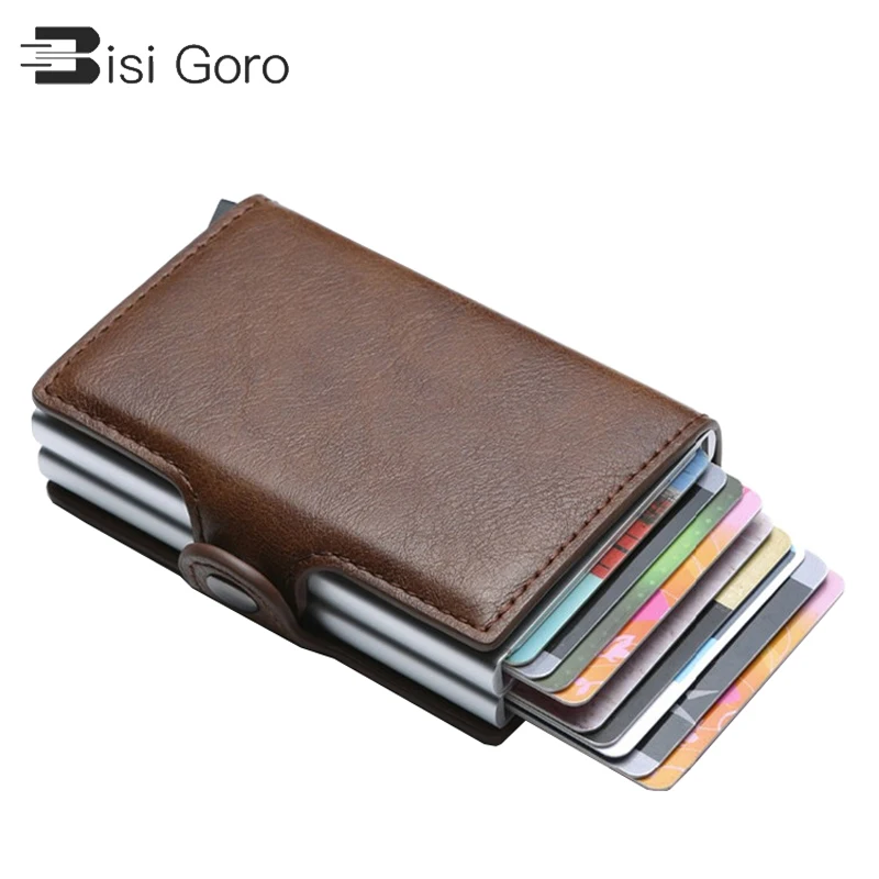 BISI GORO 2021 Men Wallet Business Credit Card Holder Unisex Metal Blocking RFID ID Case Aluminium Coin Purse | Багаж и сумки