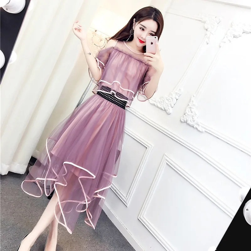 

Very Fairy of Mesh Skirt Children Summer 2019 New Style Korean-style-Elegant Two-Piece Set Fairy Dress Immortal