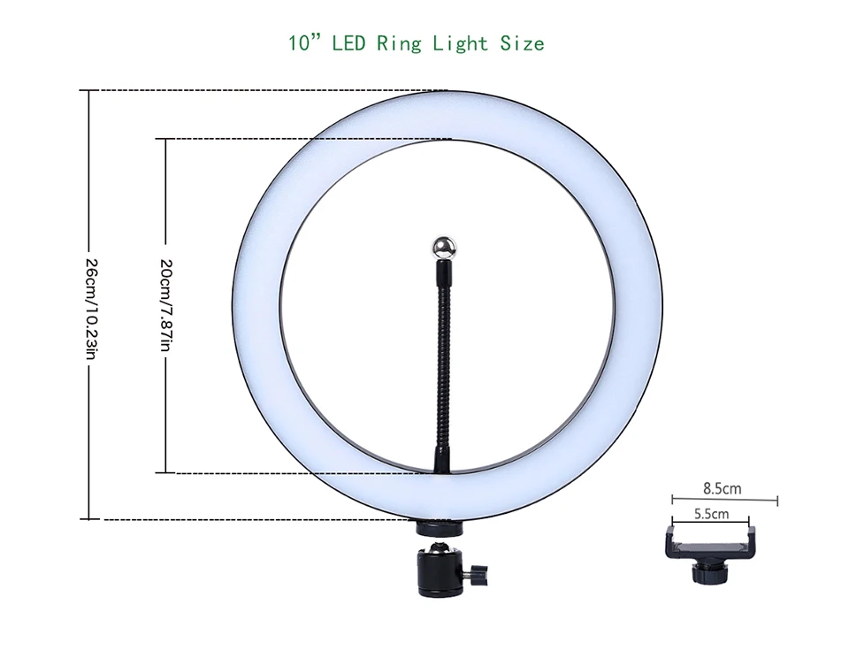 1" светодиодный светильник-кольцо для фотографирования селфи кольцевой светильник ing с подставкой для смартфона Youtube Макияж Видео Студия кольцо для штатива светильник