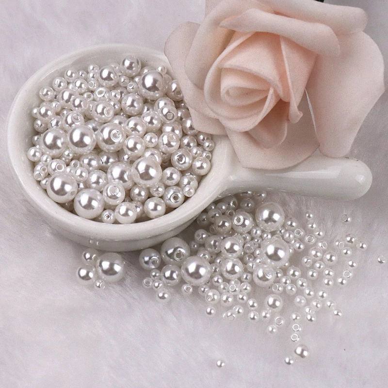 150-200Pcs Colorful ABS Imitation Pearls Mix 3-8mm Round Beads With Holes DIY Bracelet Charms Necklace Beads For Jewelry Making