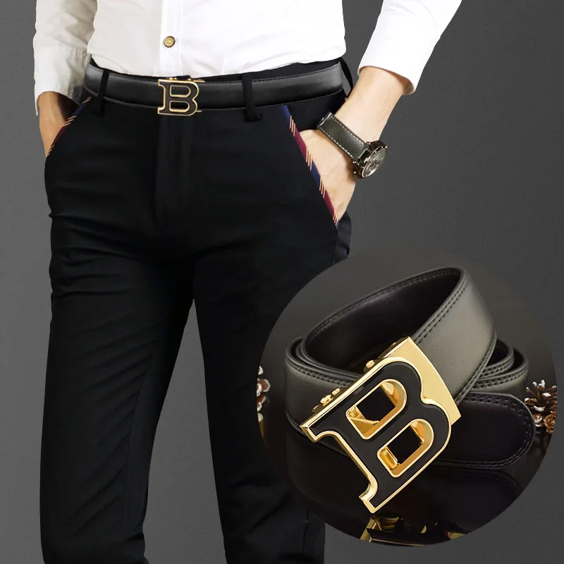 High quality Designer Belts Men Fashion B Letter Luxury Famous Brand  Genuine Leather Belt Men Classic Exquisite Waist Strap