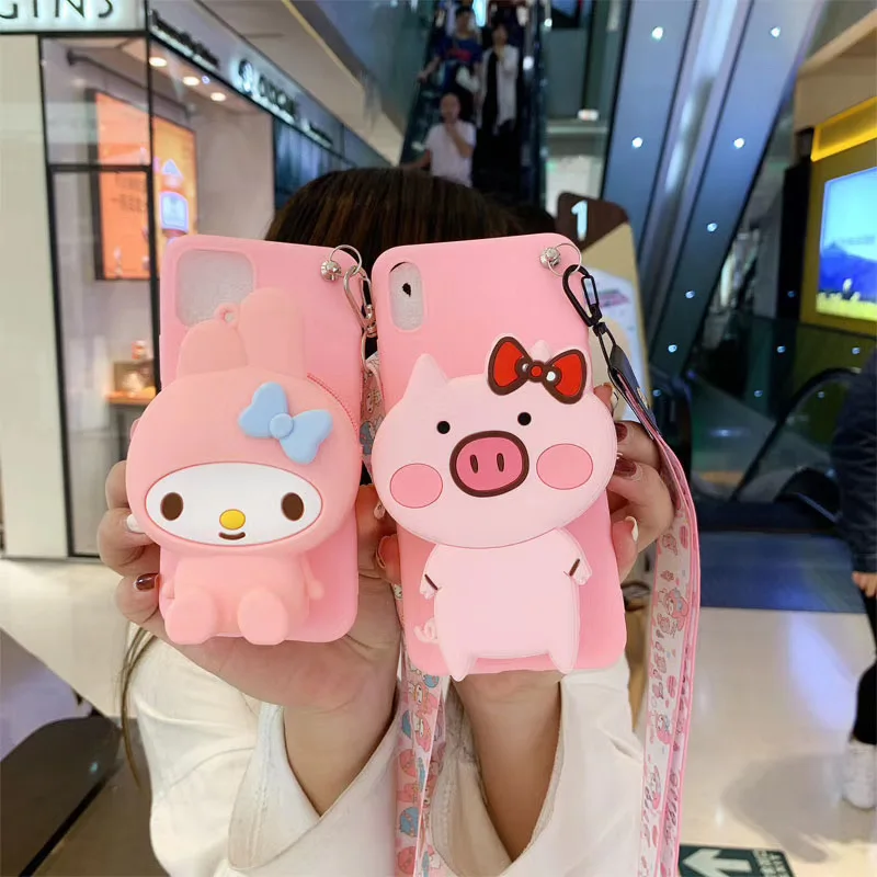 3D Melody bear мультяшный кошелек на молнии силиконовый чехол для телефона iphone X XR XS 11 pro MAX 7 8 6S plus для samsung S8 S9 S10