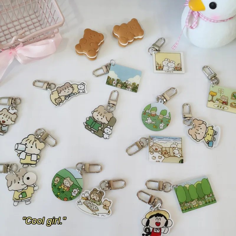 

Cartoon Cute Forest Girl Rabbit Key Buckle Acrylic Student Stationery Creative Decorative Pendant Accessories Key Chain Ornament