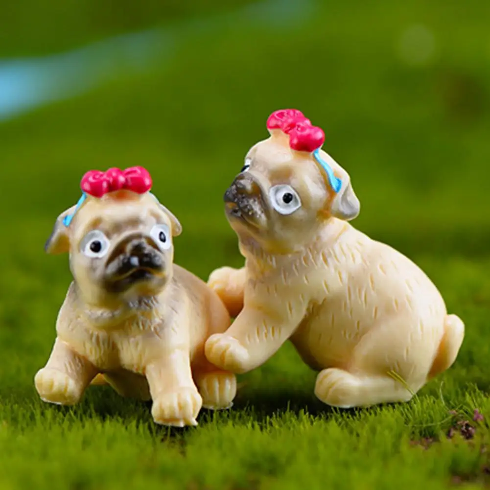 

Resin Cute Animal Pug Dog Miniature Model Garden House Home Landscape DIY Decor