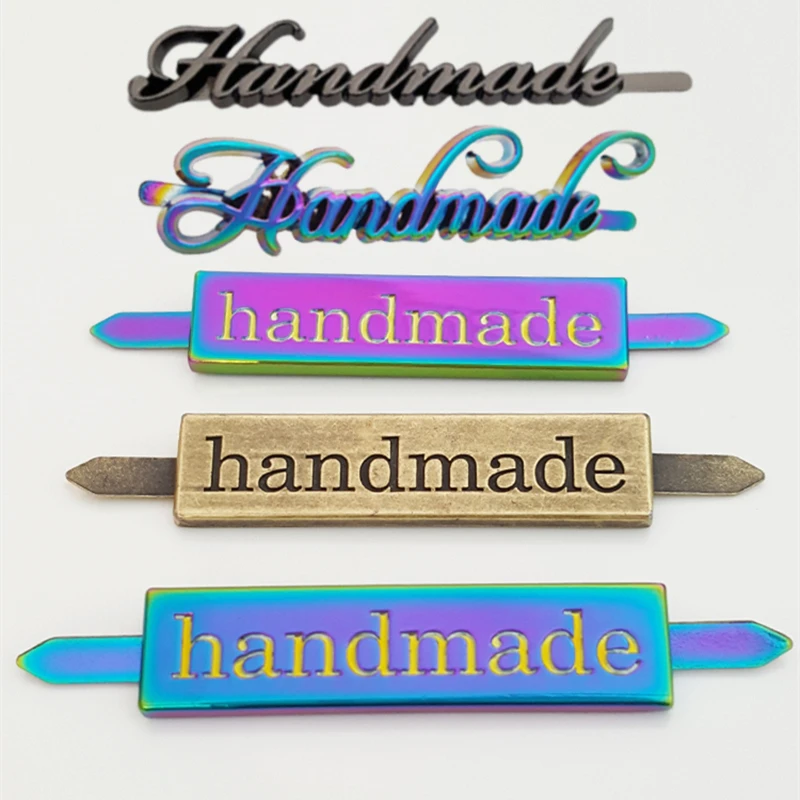 10 Etichette Metalliche Fatte A Mano Per Abbigliamento - Zinca Leggera 3.6x1 Cm Per Jeans, Borse E Progetti DIY - Foto 7