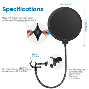 

Professional Double Layer Filter for bm800 Condenser Studio Microphone Mask Shield with Stand Clip for bm 800 Microphone Filter