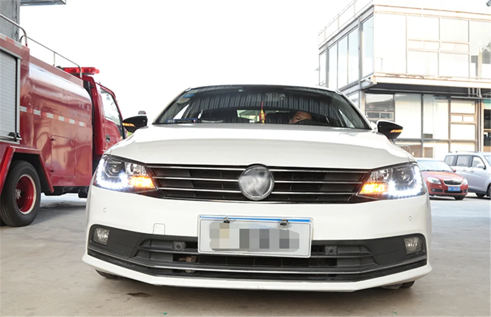 Пара для jetta светодиодный фары 2012- jetta HID фары биксеноновые фары Противотуманные фары Дневные ходовые огни двойные линзы