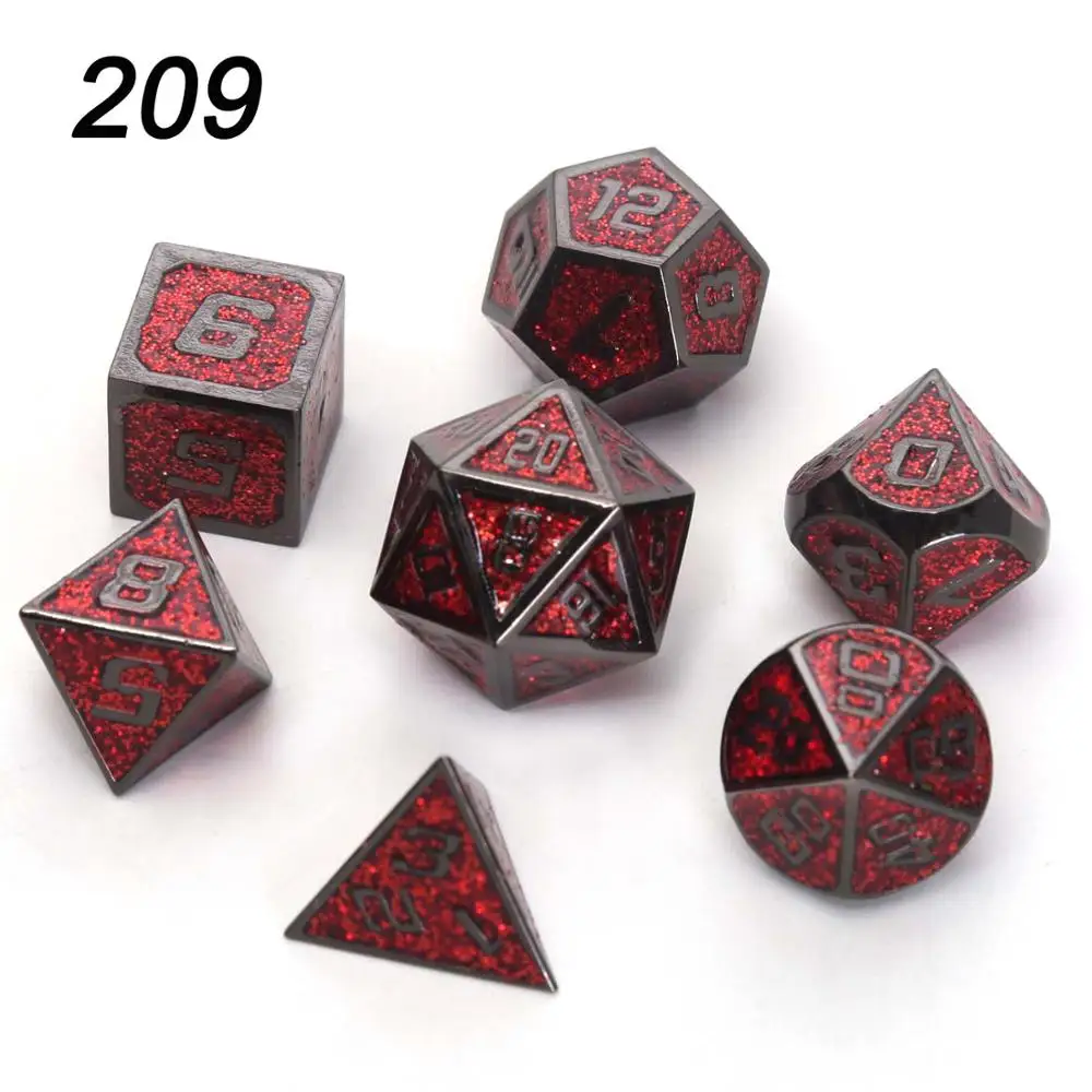 Chengshuo starlight металлические кости dnd Набор кубиков rpg многогранные Твердые подземелья и дракон настольные игры цинковый сплав черный d& d кости 7 шт - Цвет: 209