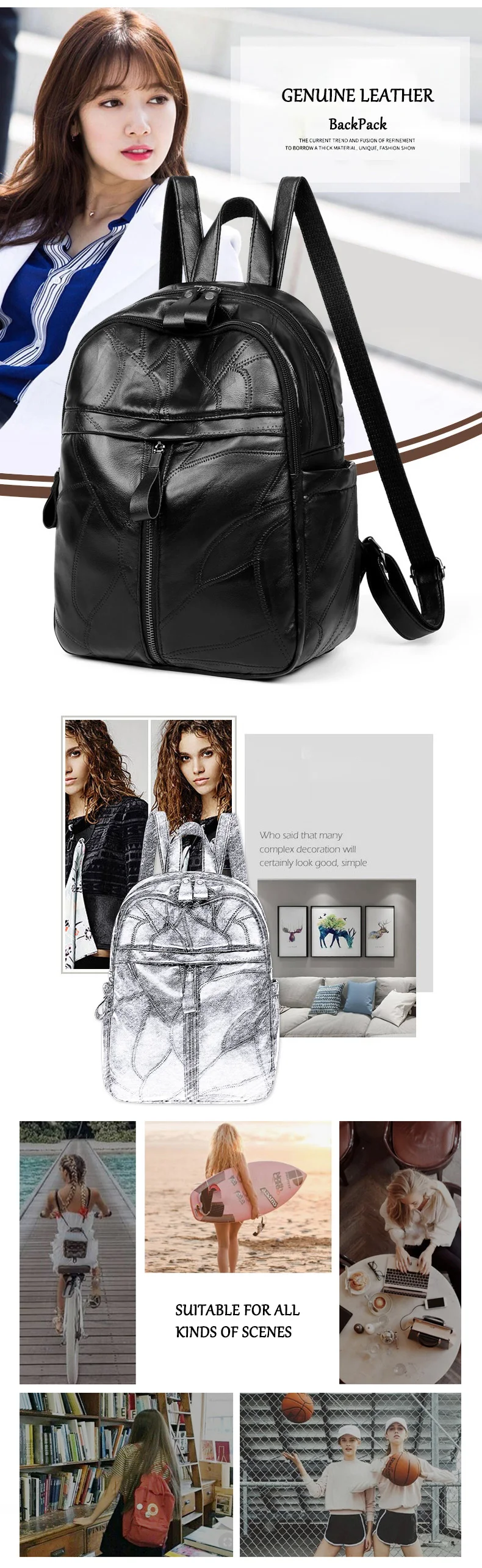 New women backpack high quality soft leather backpack for lady high capacity school bag for girls fashion women shoulder bags