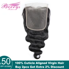 7x7 бразильские волнистые бразильские волосы с прозрачной кружевной застежкой необработанные человеческие волосы для наращивания Berrys Fashion