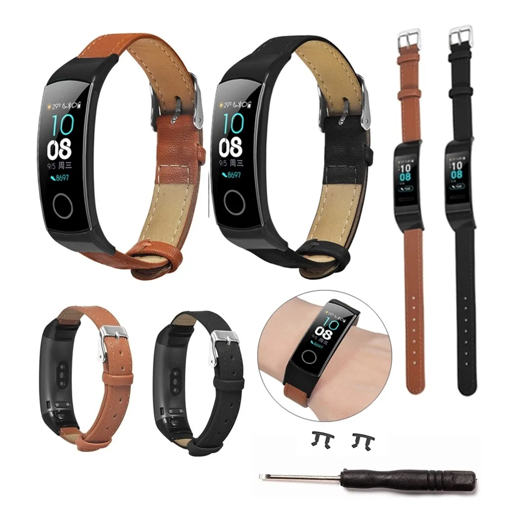 

Genuine Leather Strap for Huawei Honor Band 4 Strap Watchband Wristband for Honor Band 5 Strap Bracelet Smart Accessories 2019
