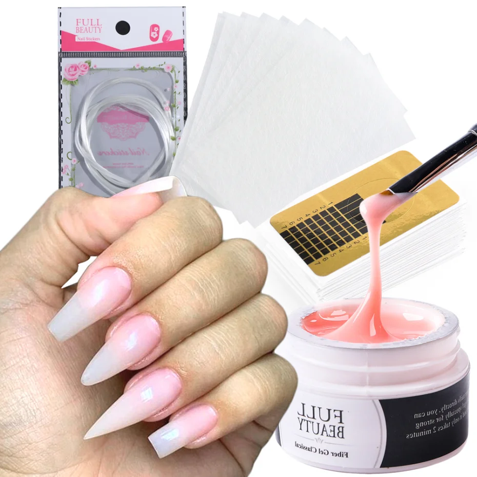 Nail Extension Gel Polish Set Fiberglass Nails Repair Prolong Fiber Silk French Forms UV Builder