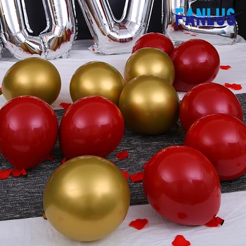 

100pcs/Bag Metallic Golden Balloons Chrome Metallic Latex Balloons Wedding Birthday Ruby Red Balloons Confetti Balloons Sapphire