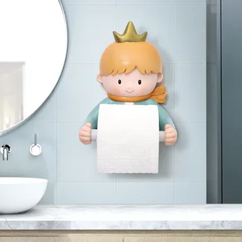 

Simple Art Vinyl Little Prince Toilet Paper Holder Home Bathroom Cartoon Sanitary Tray Kitchen Roll Paper Tube Wall MountStorage