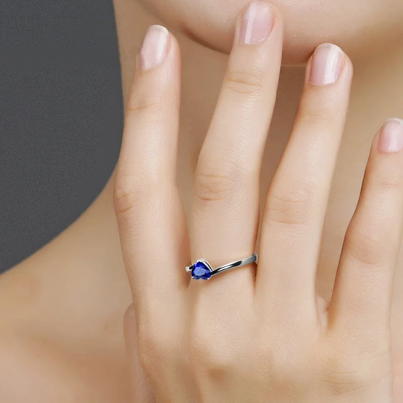 Cellacity 925 Серебряное кольцо с рубином в форме сердца красный/синий цвет обручальные кольца для очарования женские модные ювелирные изделия подарок