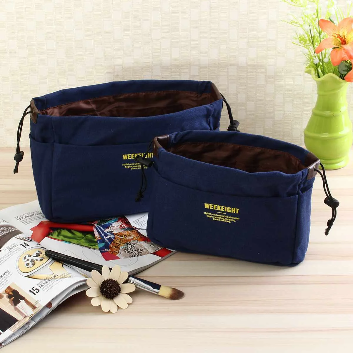 

Canvas Purse Organizer Bag Organizer Insert with Compartments Makeup Organizer Handbag