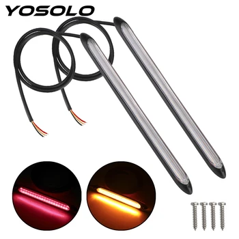 

YOSOLO 1 pair Turn Signal Headlight Strip Car Modified Streamer Strip Universal Car LED Daytime Running Light DRL Light