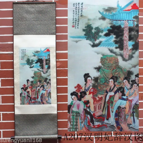 

Chinese SuZhou Silk Art Ancient Beauty Women Silk Decoration Scroll Painting.