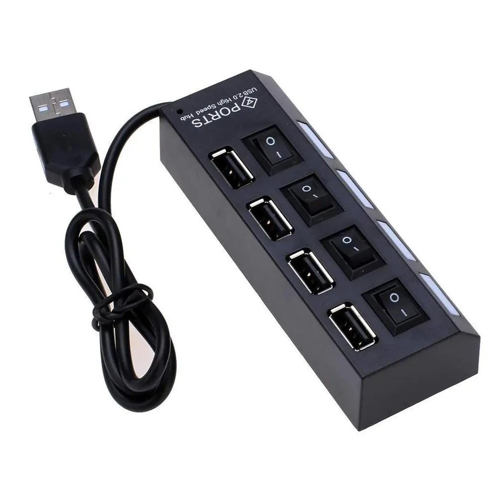 4 порта USB 2,0 мульти зарядное устройство концентратор USB разветвитель Кабель адаптер 4 слота USB2.0 высокая скорость включения/выключения питания для ноутбука ПК планшета