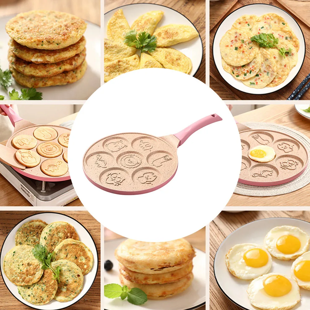 

7 Holes Baking Kitchen Pancake Porous Non-stick Frying Pan Flat Base Household Omelette Pot Waffle Dumplings Breakfast Cooking