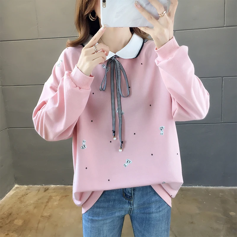 P127 Питер Пэн воротник галстук Бесплатная доставка толстовки sudadera kawaii Толстовка