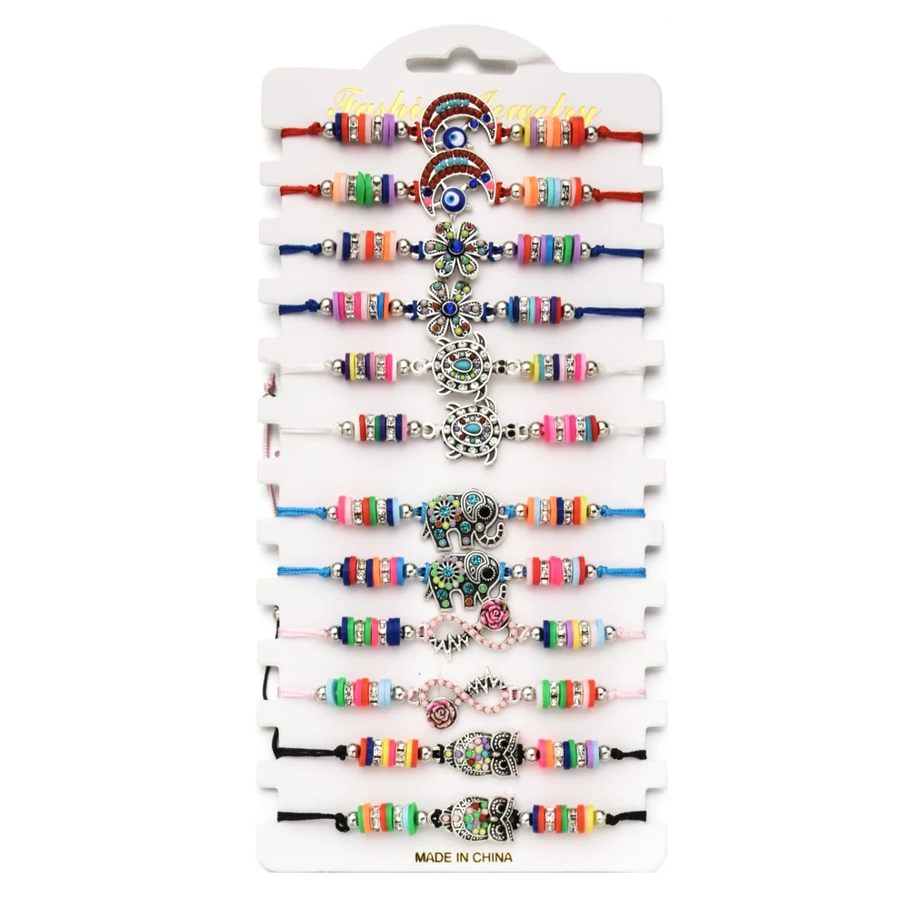 A Boho Женщины 12 шт./компл. сглаза ЗВЕЗДА черепаха Сова талисманы браслет Мульти вышитый бисером вязаный Регулируемый Веревка Цепь браслет ювелирные изделия подарок - Окраска металла: A