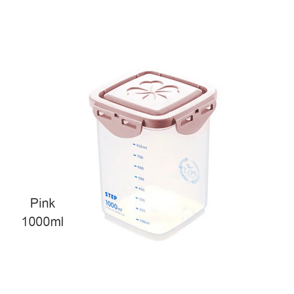1000ml-pink 1 шт. коробка для хранения продуктов Градуированный контейнер для хранения зерновых lastic герметичная емкость для хранения пищи для закусок кухонные аксессуары - Цвет: 1000ml-pink