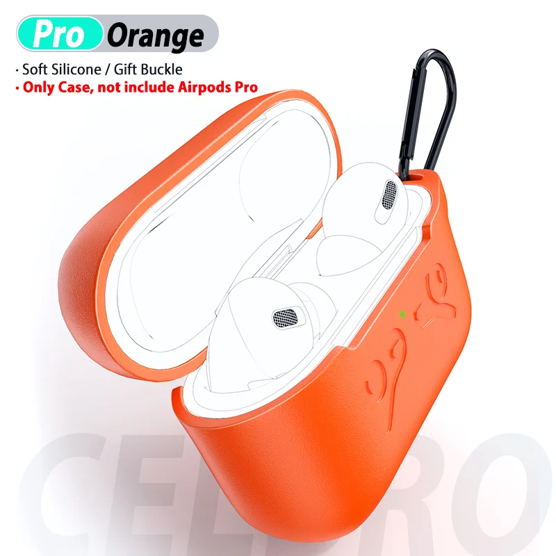 Цветной защитный чехол для AirPods Pro, мягкий силиконовый чехол, беспроводные наушники, защита для Air Pods Pro 3 Conque Funda - Цвет: Orange
