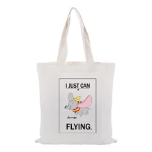 Сумка для покупок Dumbo, повседневная сумка-тоут из парусины, на заказ, текстовый логотип DIY Eco eologicas, многоразовая утилизация, сумка