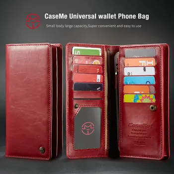 

Wallet Case For LG G6 G5 Universal Phone Pouch +Credit Card Slots+Money Pocket+Zipper Multi-Function Phone Bag For iPhone