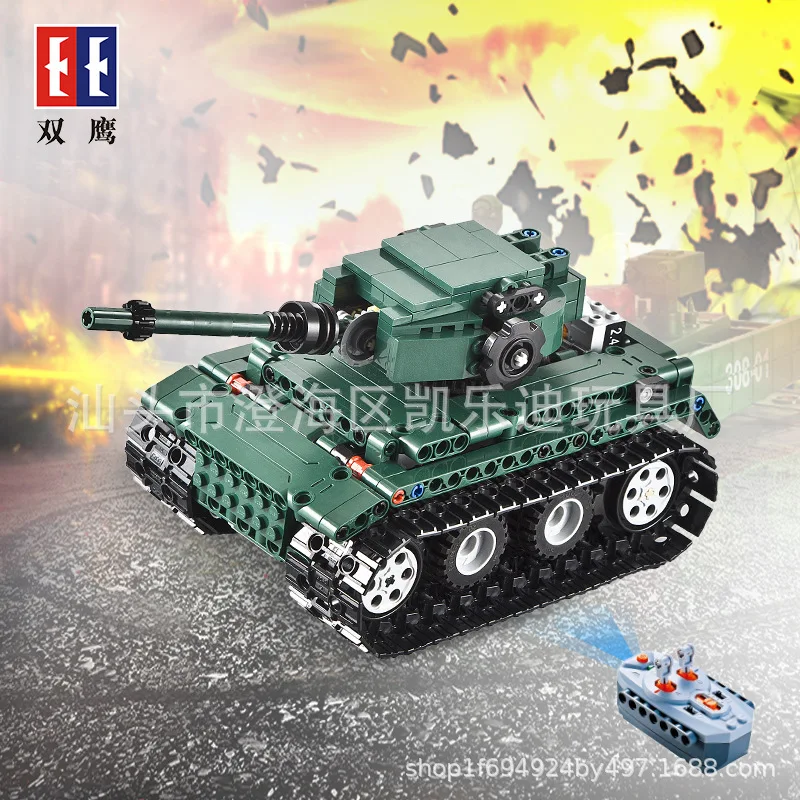 

Double e Click C51018 Science And Technology Remote Control Military Series Tiger 1 Tank Children Fight Inserted Educational Bui